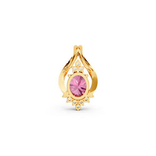 Pink Sapphire Oval Pendant with Diamond Accents