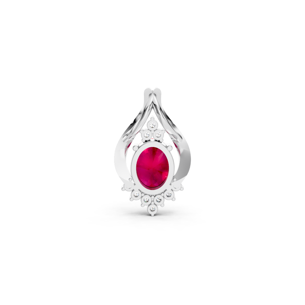 Ruby Oval Pendant with Diamond Accents
