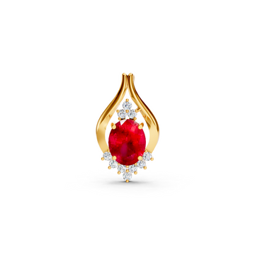 Ruby Oval Pendant with Diamond Accents