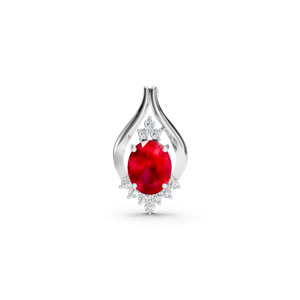 Ruby Oval Pendant with Diamond Accents