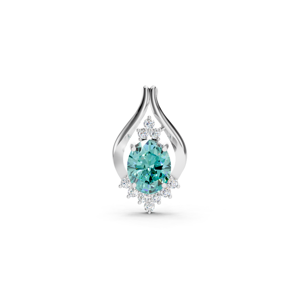 Paraiba Tourmaline Oval Pendant with Diamond Accents