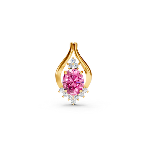 Pink Sapphire Oval Pendant with Diamond Accents
