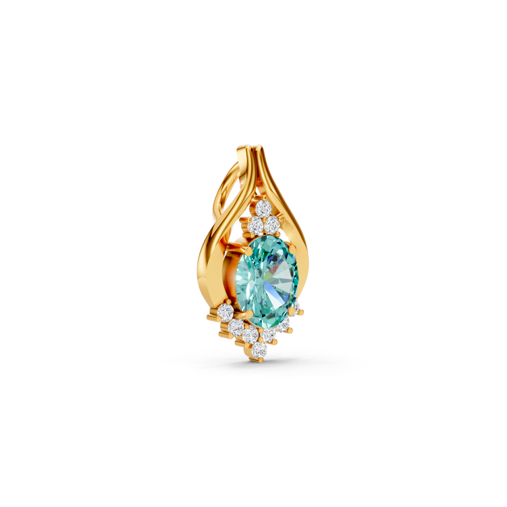 Paraiba Tourmaline Oval Pendant with Diamond Accents