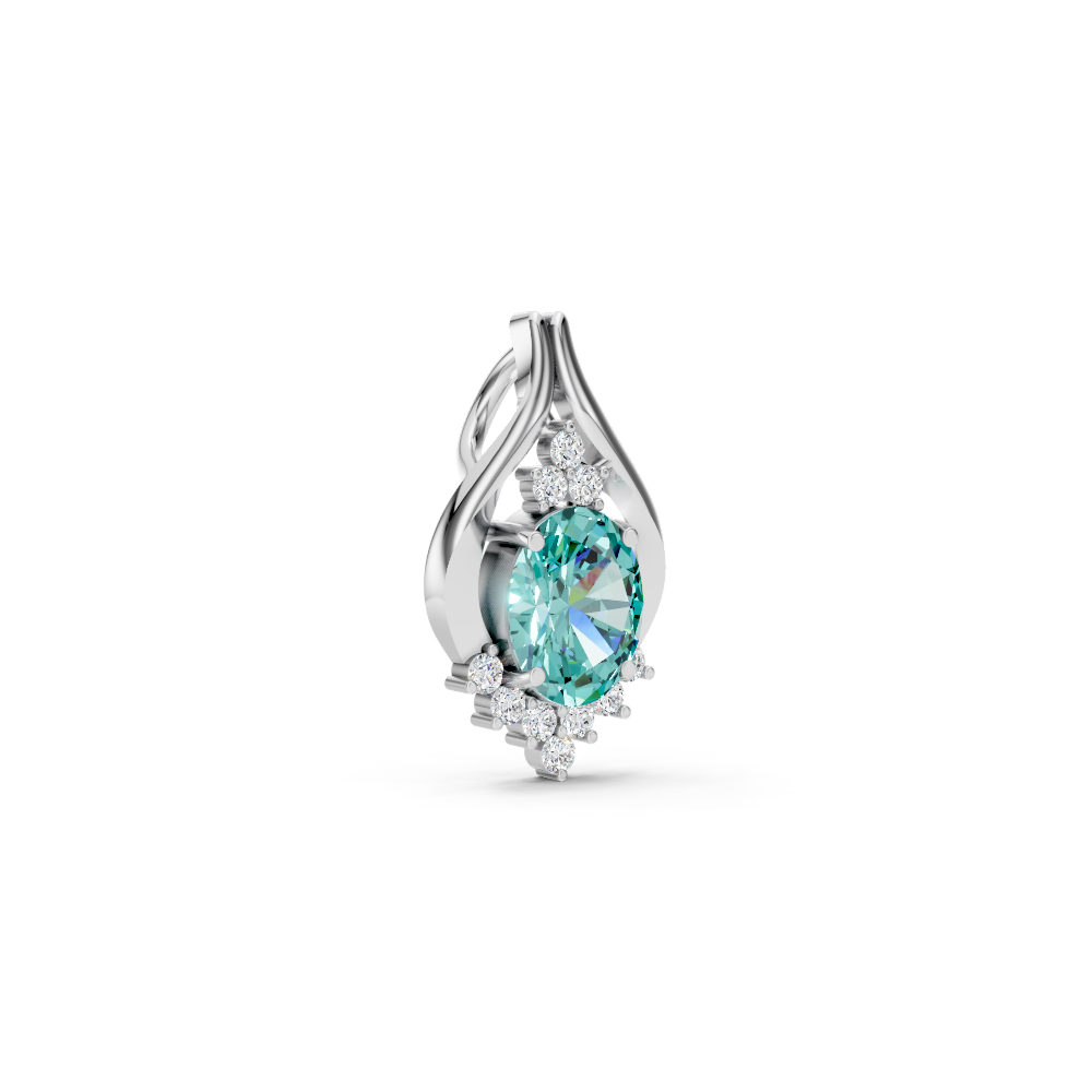 Paraiba Tourmaline Oval Pendant with Diamond Accents