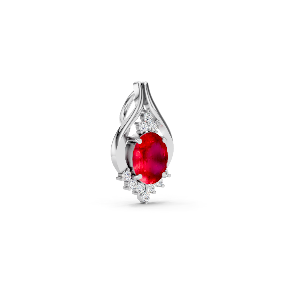 Ruby Oval Pendant with Diamond Accents