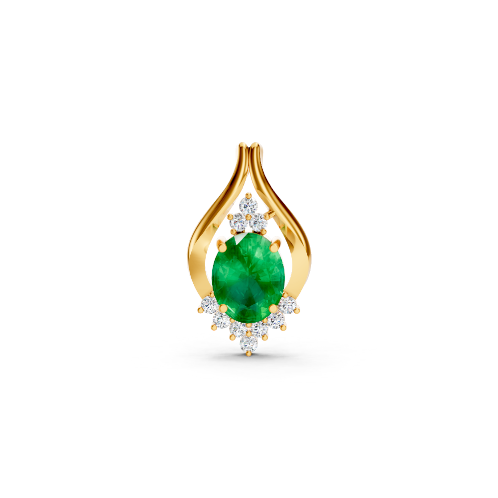 Colombian Emerald Oval Pendant with Diamond Accents