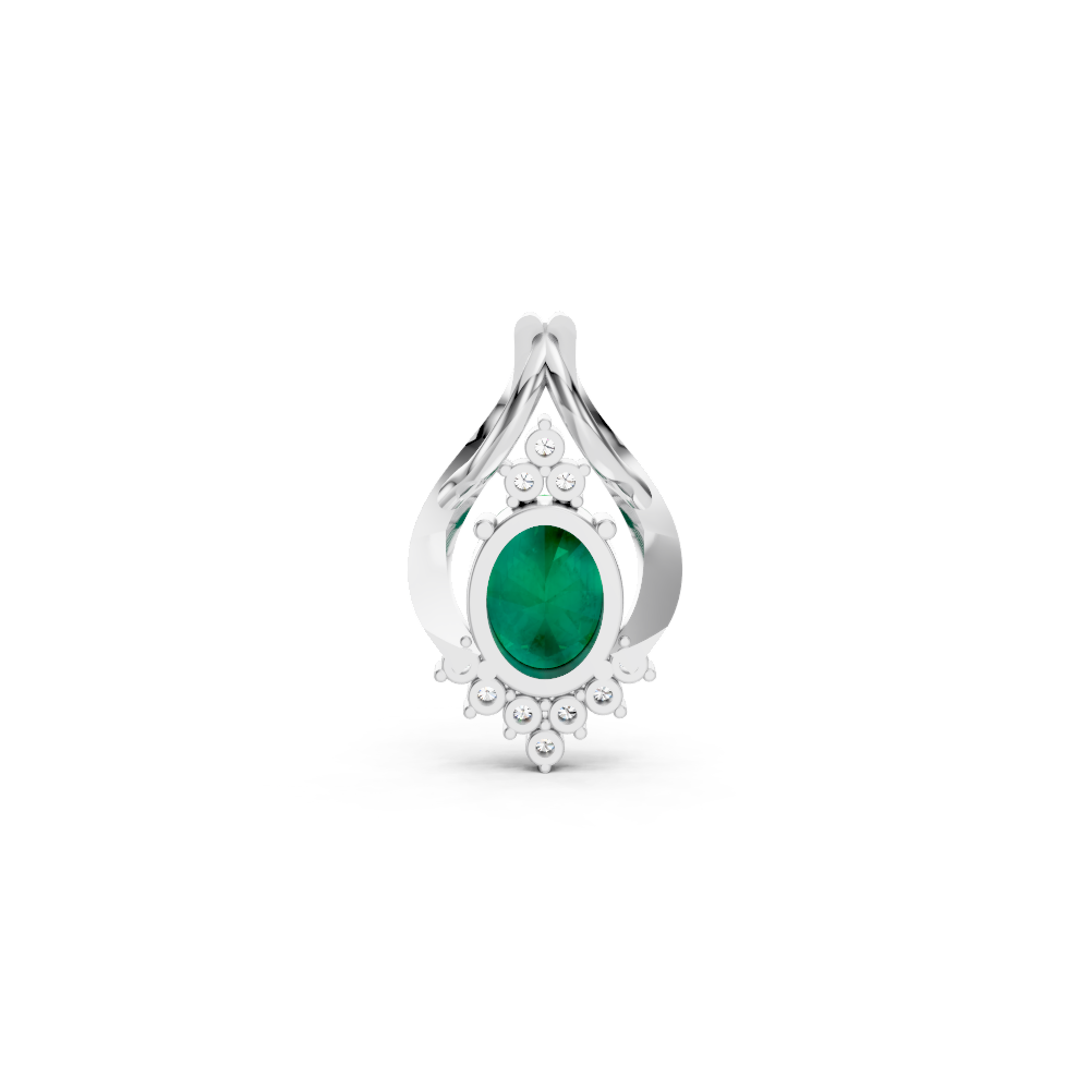Colombian Emerald Oval Pendant with Diamond Accents