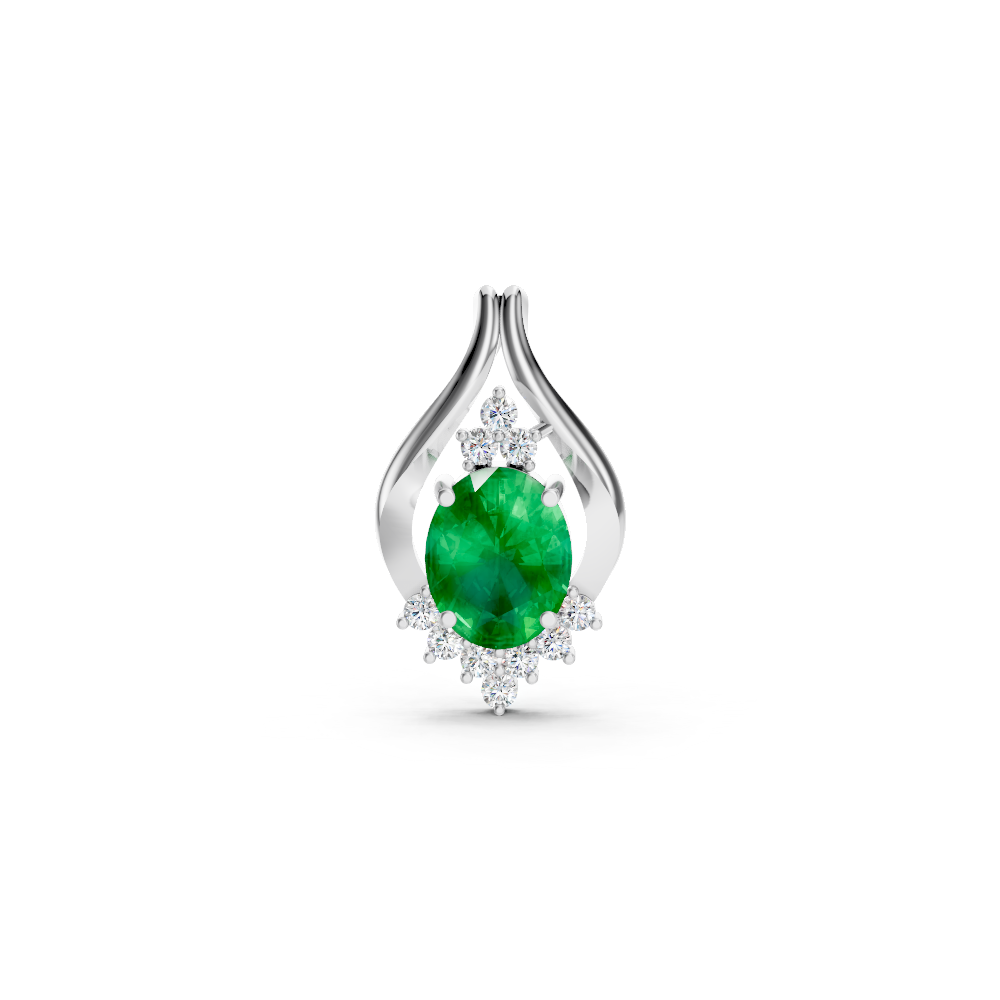 Colombian Emerald Oval Pendant with Diamond Accents