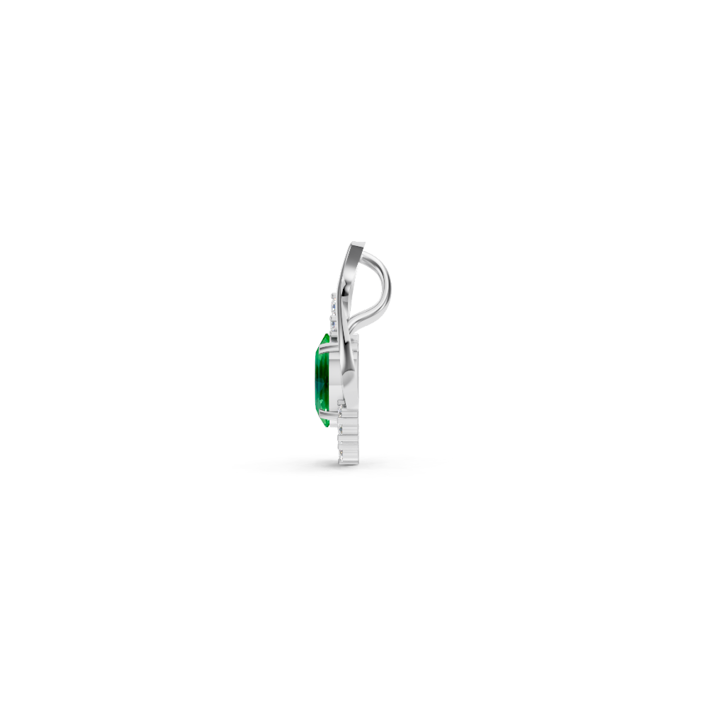Colombian Emerald Oval Pendant with Diamond Accents