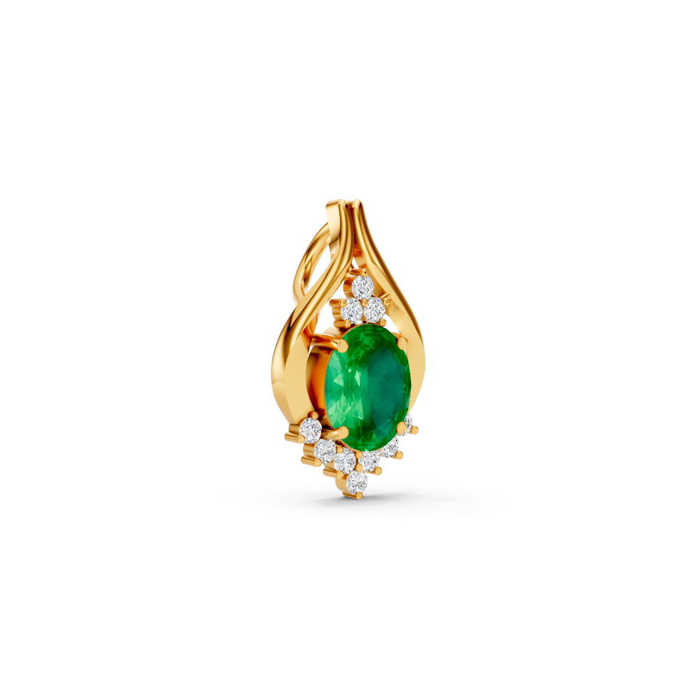 Colombian Emerald Oval Pendant with Diamond Accents