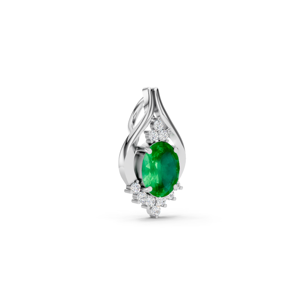 Colombian Emerald Oval Pendant with Diamond Accents