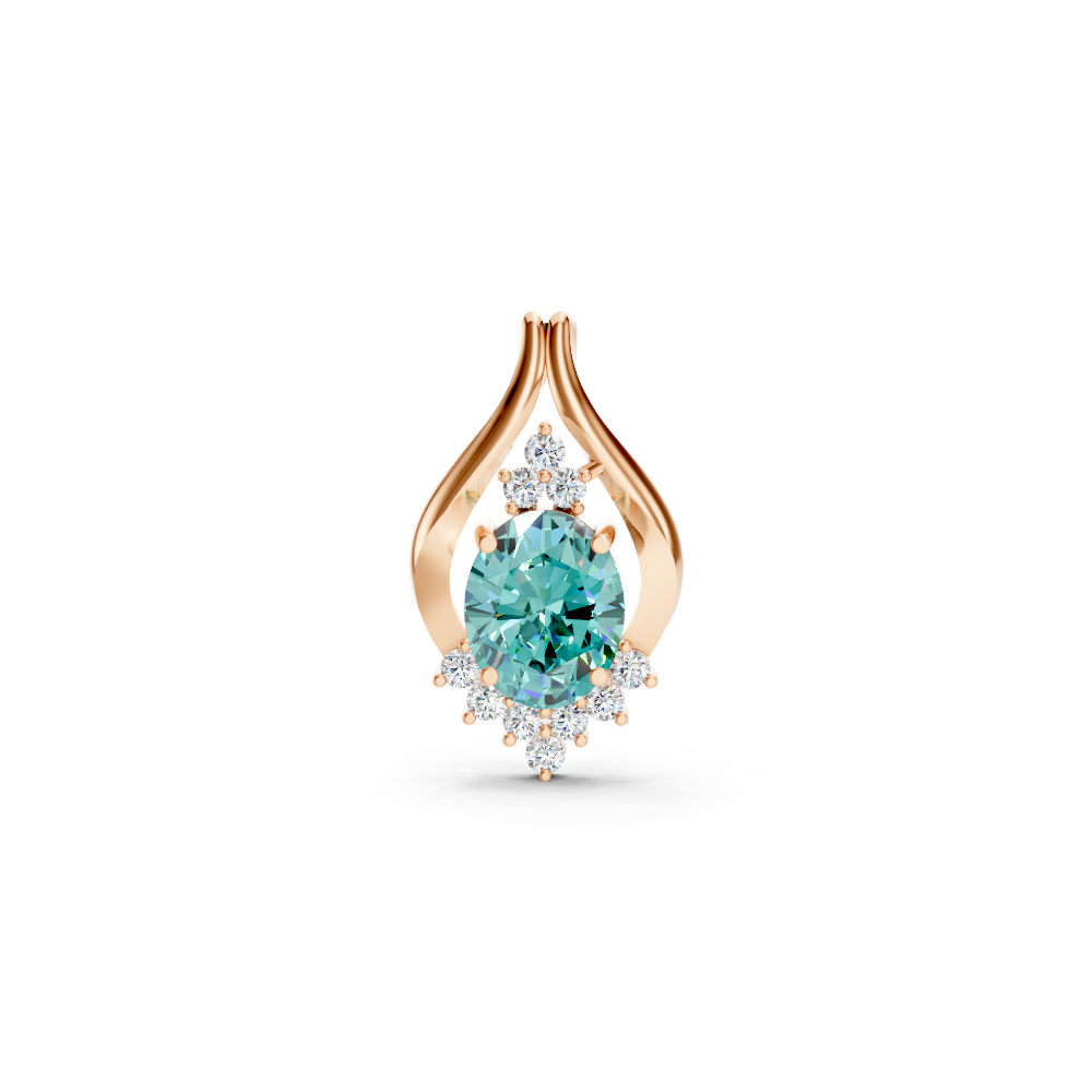 Paraiba Tourmaline Oval Pendant with Diamond Accents