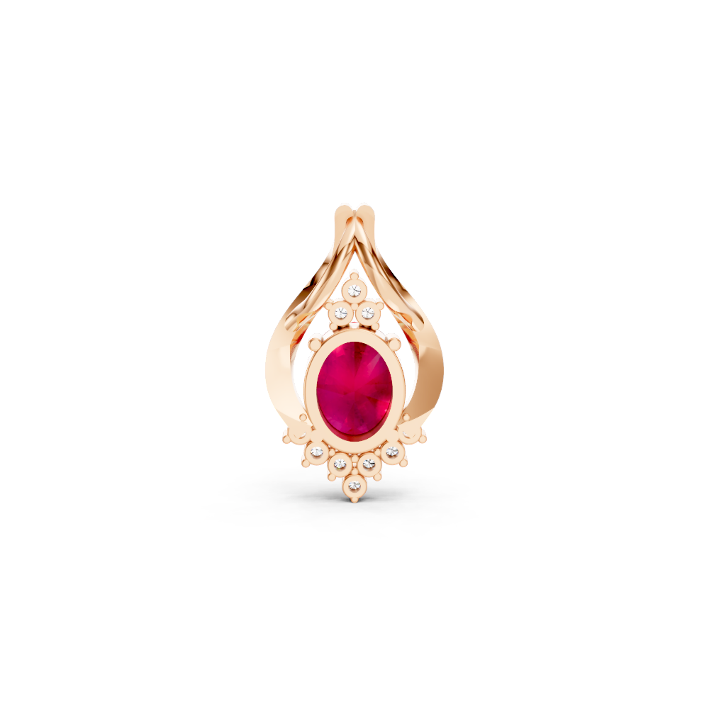 Ruby Oval Pendant with Diamond Accents