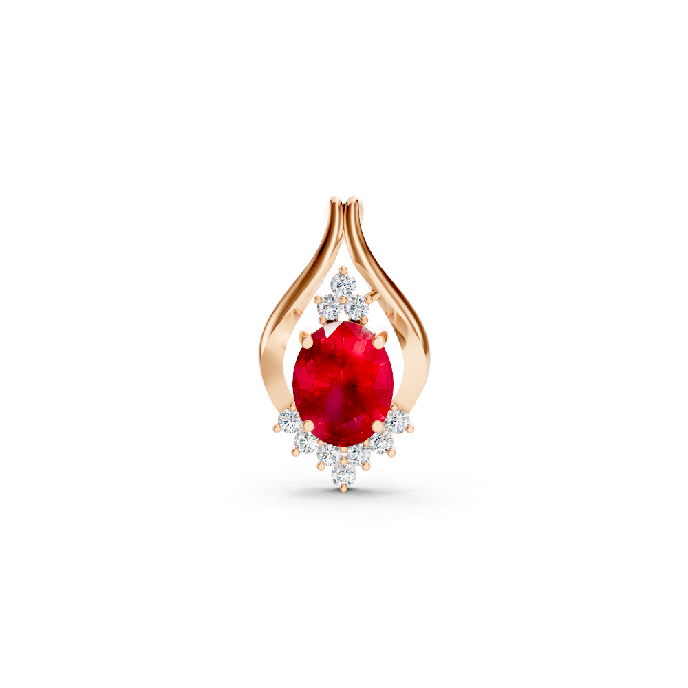 Ruby Oval Pendant with Diamond Accents