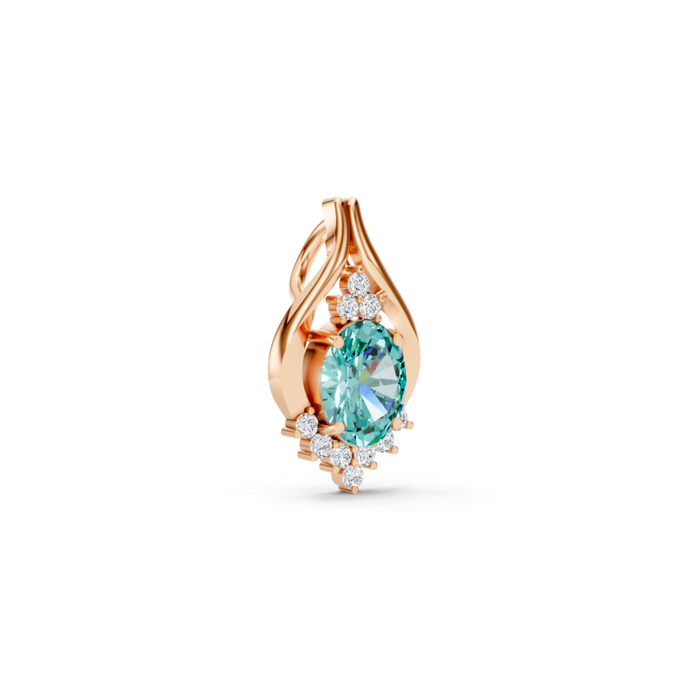 Paraiba Tourmaline Oval Pendant with Diamond Accents