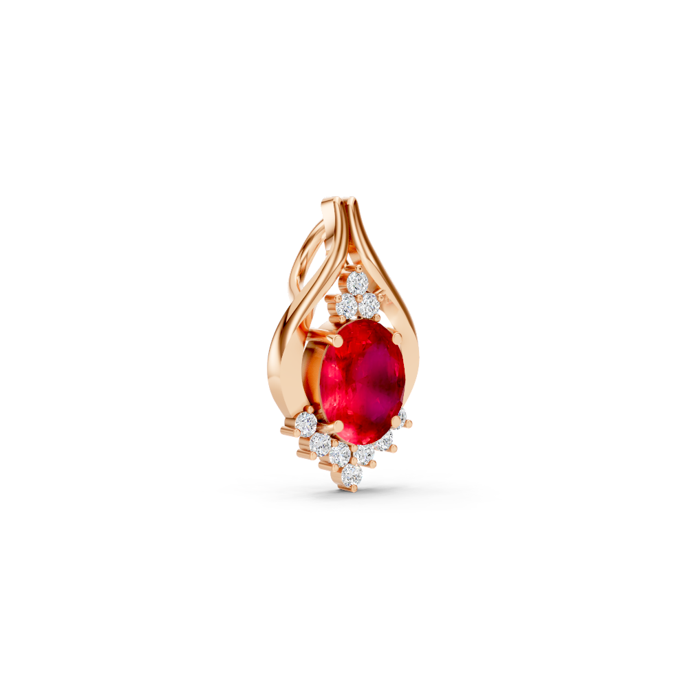 Ruby Oval Pendant with Diamond Accents