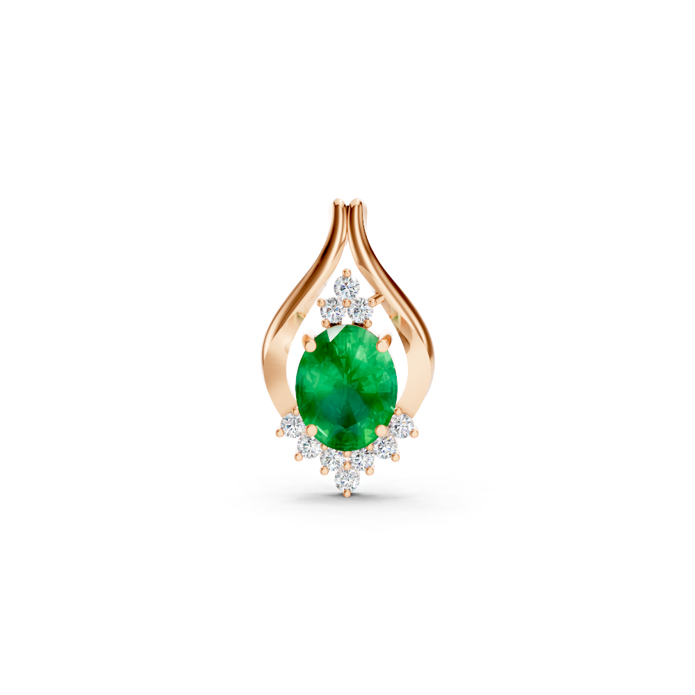 Colombian Emerald Oval Pendant with Diamond Accents