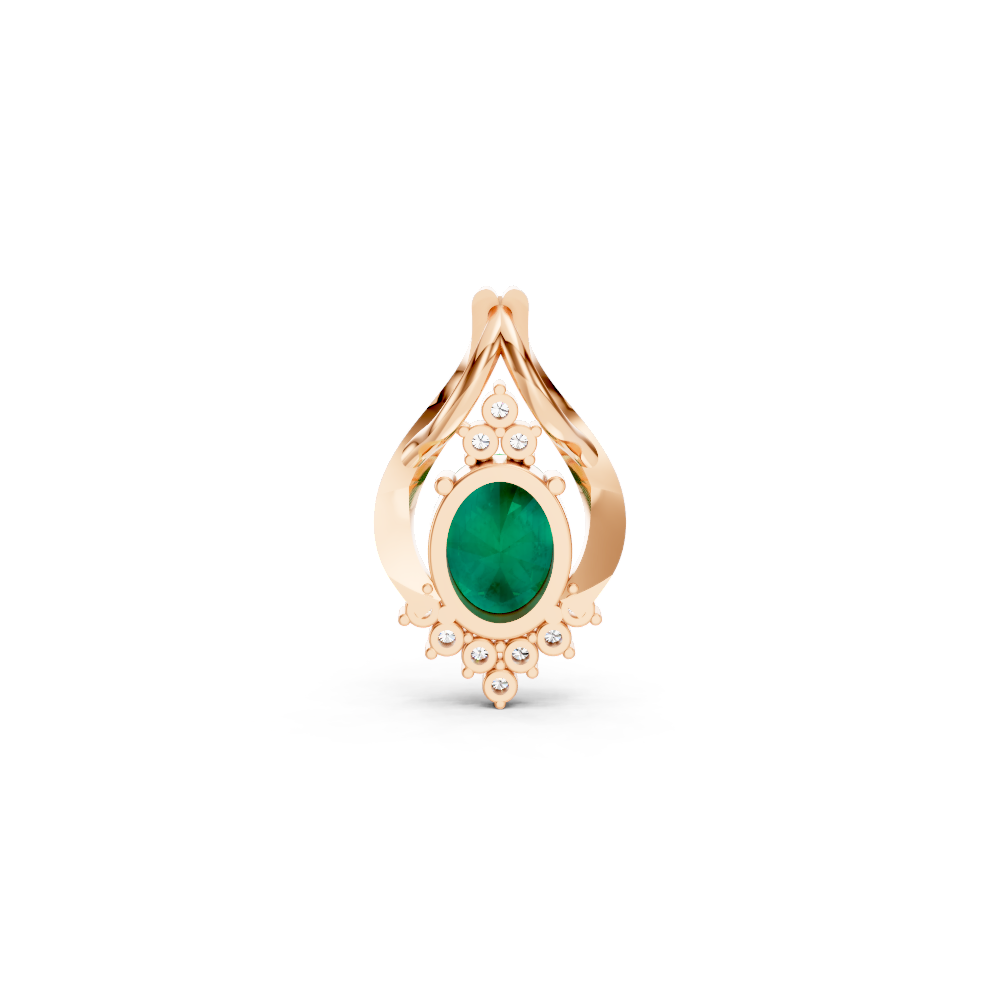 Colombian Emerald Oval Pendant with Diamond Accents