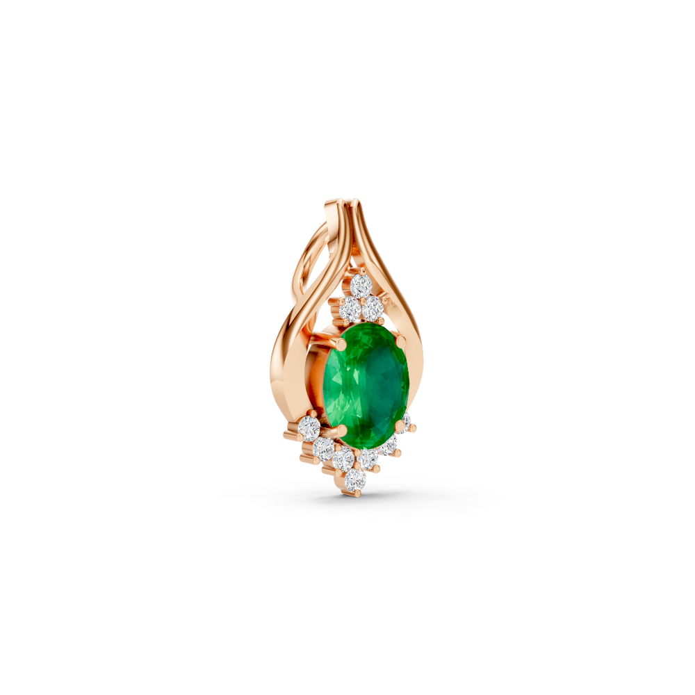 Colombian Emerald Oval Pendant with Diamond Accents