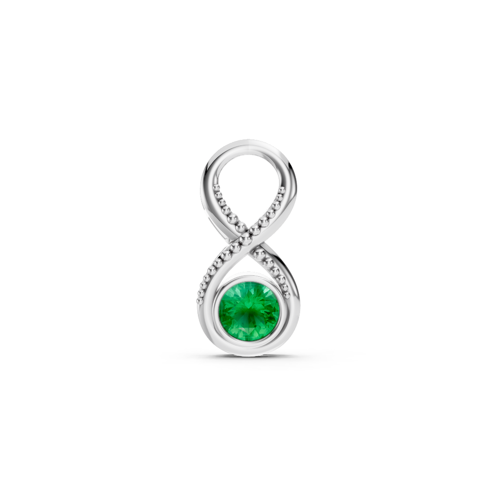 Colombian Emerald Round Infinity Bezel Pendant