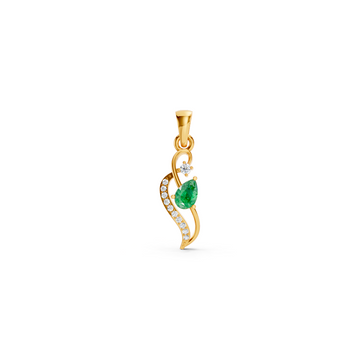 Colombian Emerald Pear Pendant with Diamond Wave Accent