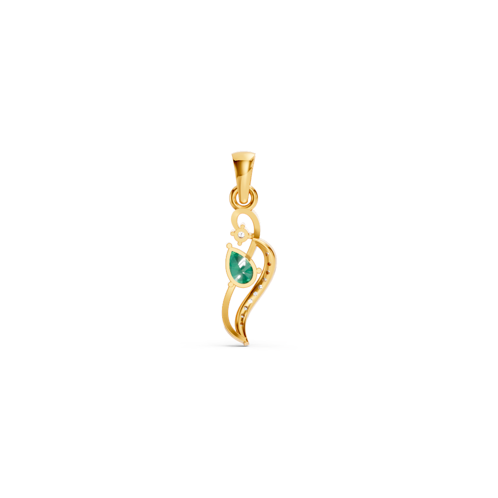 Colombian Emerald Pear Pendant with Diamond Wave Accent