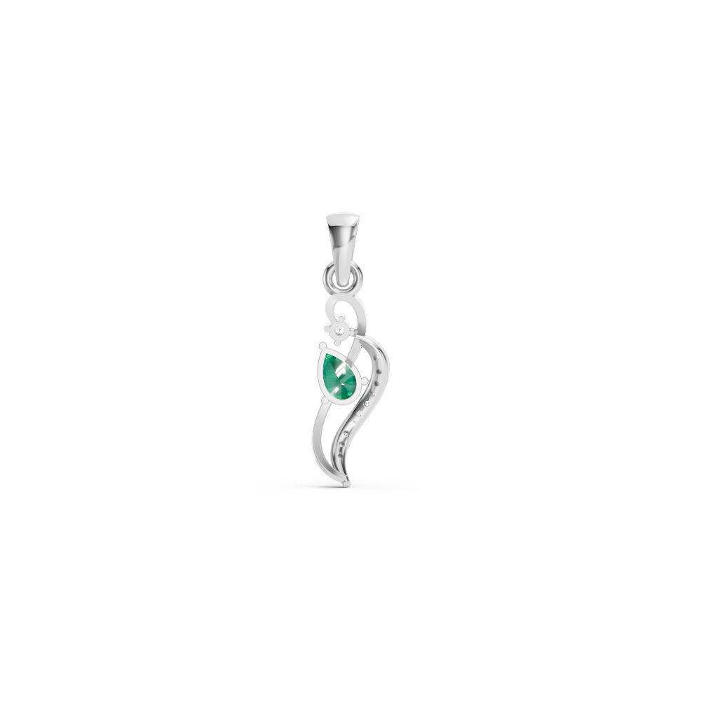 Colombian Emerald Pear Pendant with Diamond Wave Accent