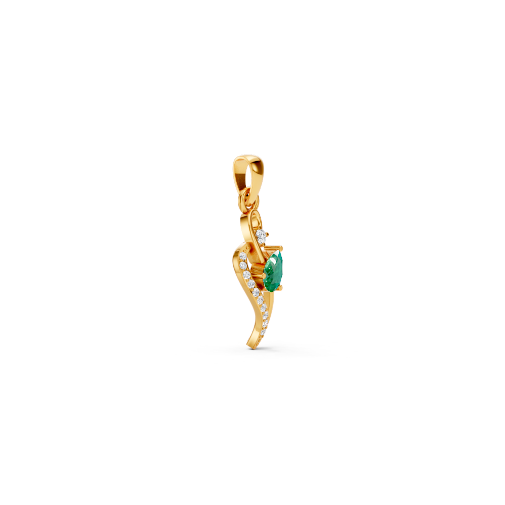 Colombian Emerald Pear Pendant with Diamond Wave Accent