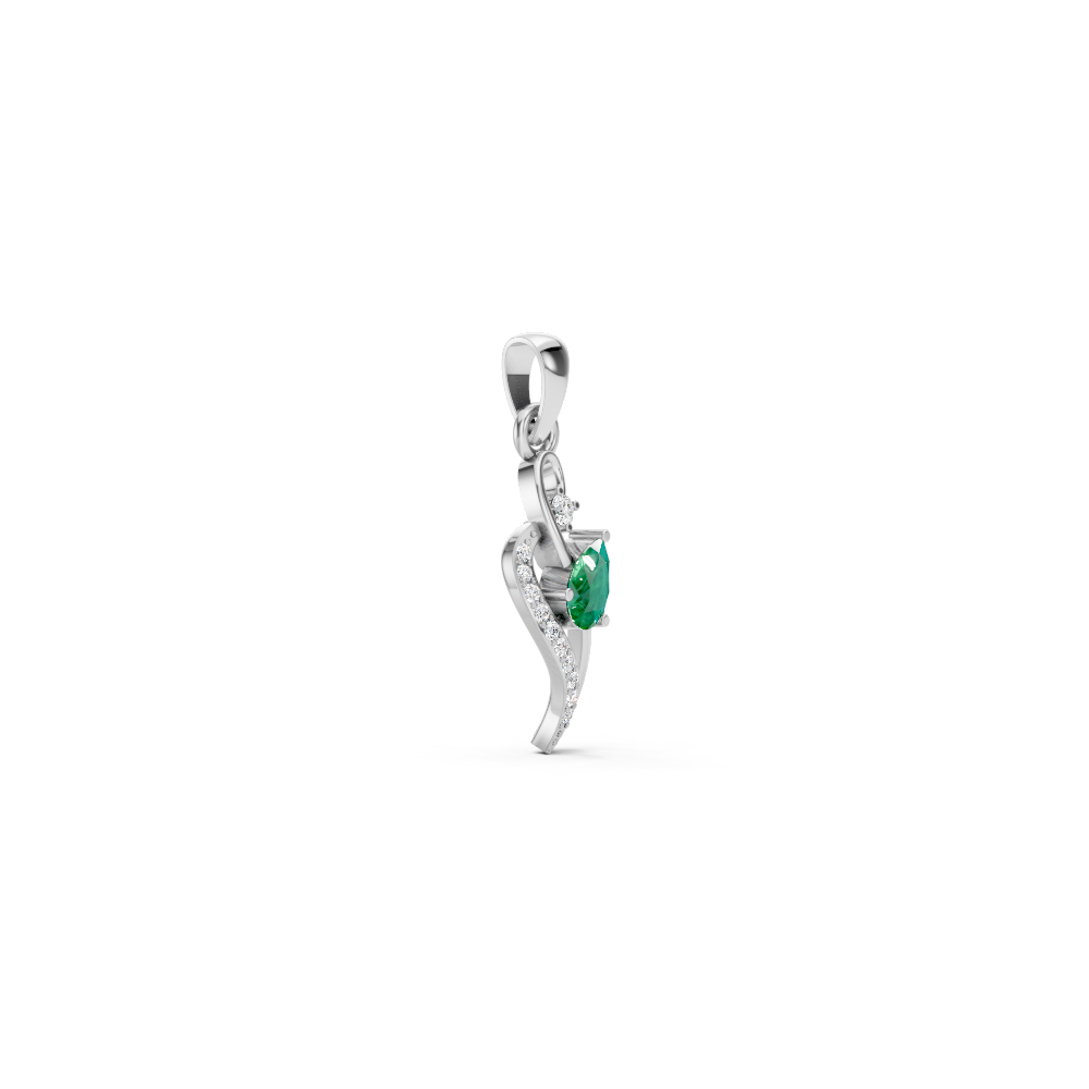 Colombian Emerald Pear Pendant with Diamond Wave Accent