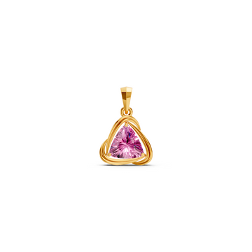 Pink Sapphire Trillion Solitaire Swirl Pendant