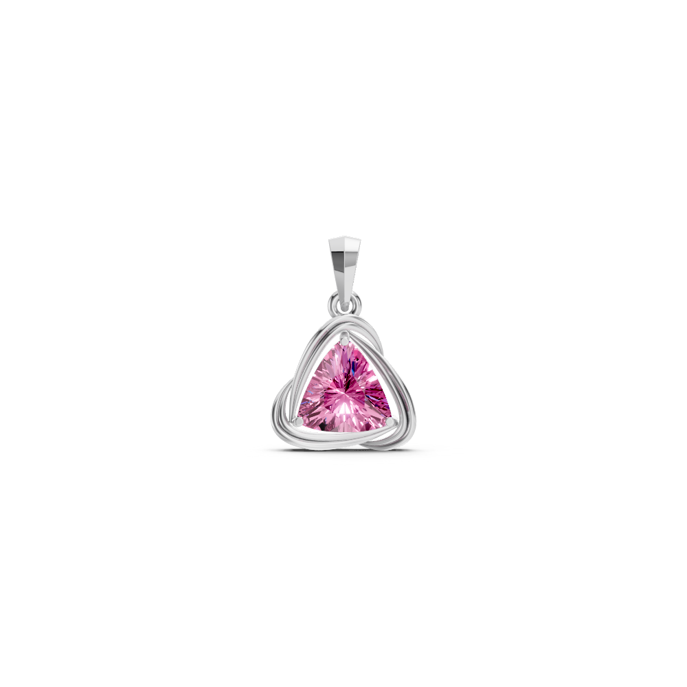 Pink Sapphire Trillion Solitaire Swirl Pendant