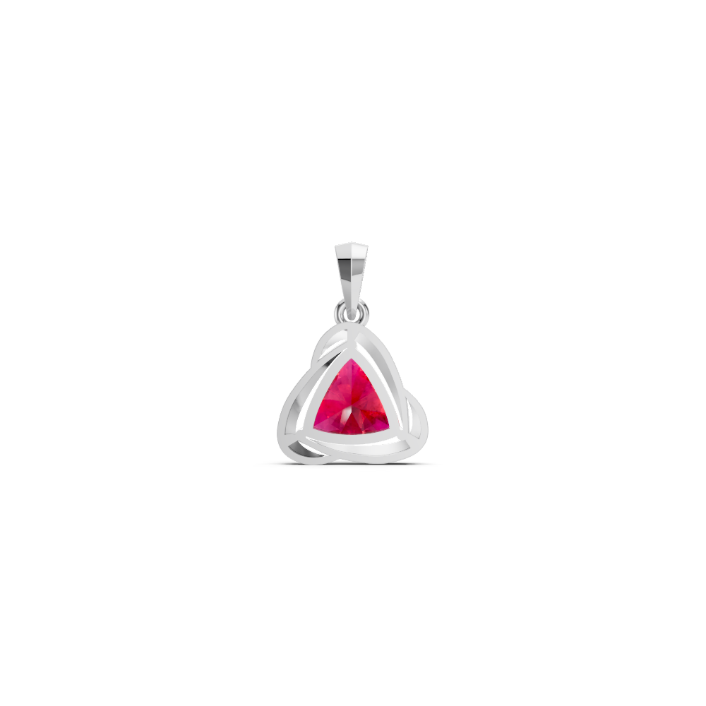 Ruby Trillion Solitaire Swirl Pendant