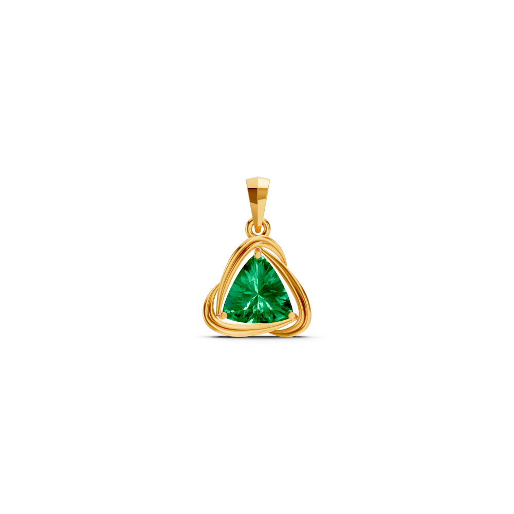 Colombian Emerald Trillion Solitaire Swirl Pendant