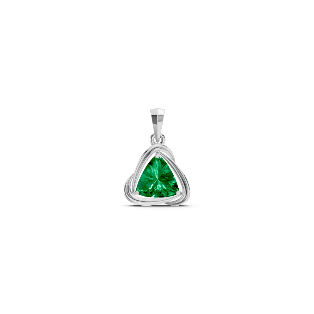 Colombian Emerald Trillion Solitaire Swirl Pendant