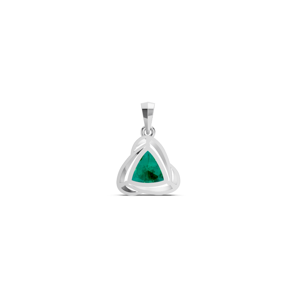 Colombian Emerald Trillion Solitaire Swirl Pendant