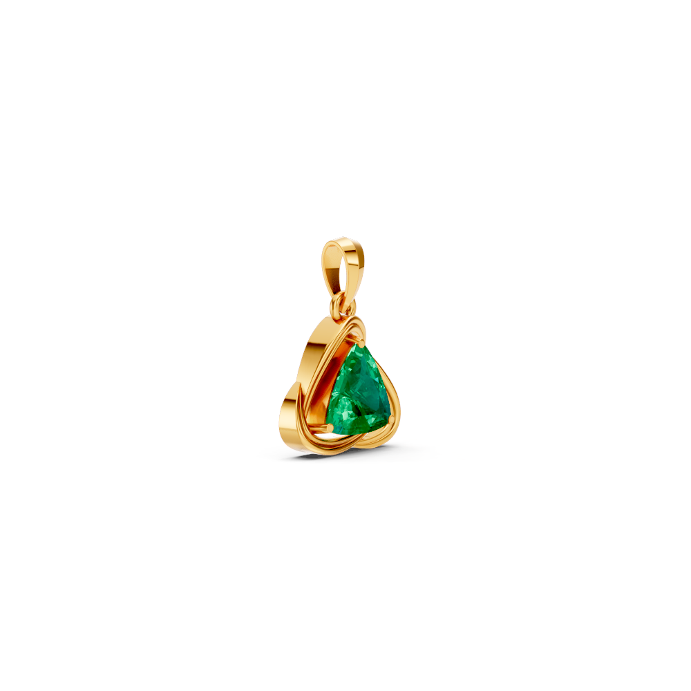 Colombian Emerald Trillion Solitaire Swirl Pendant