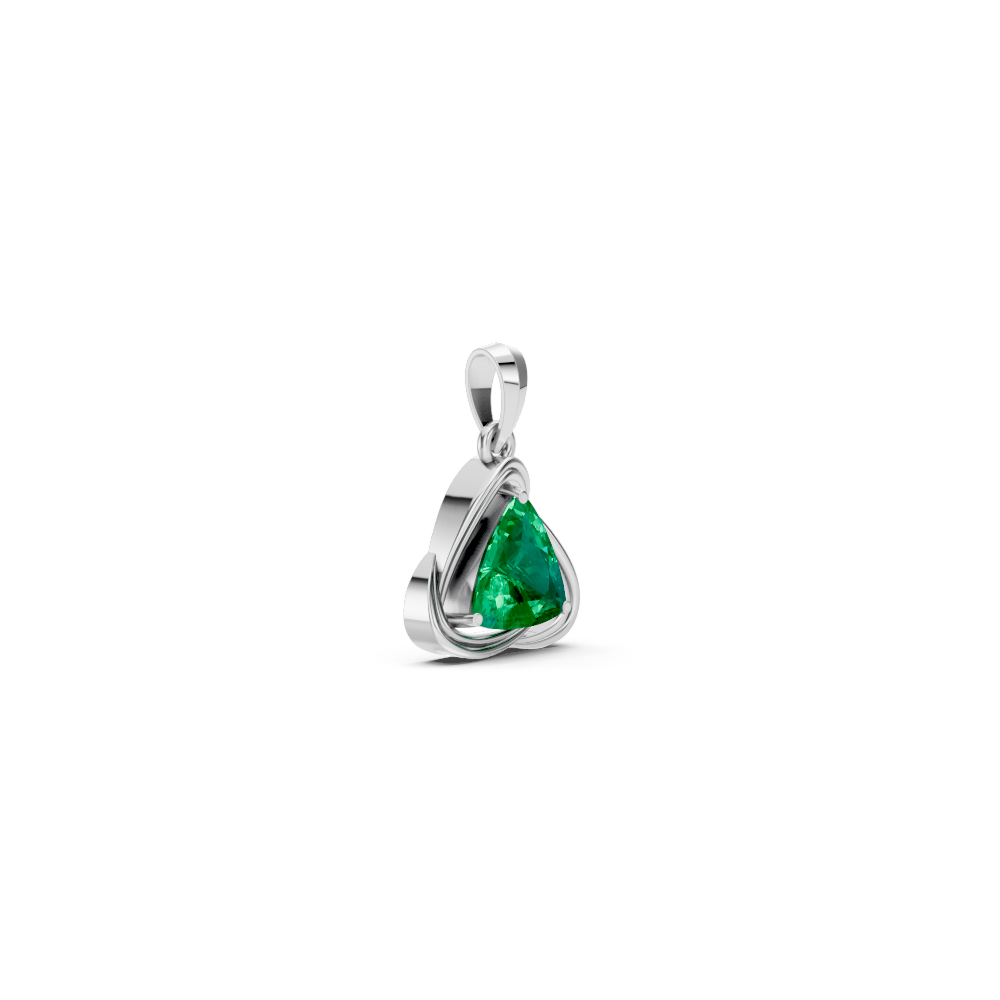 Colombian Emerald Trillion Solitaire Swirl Pendant