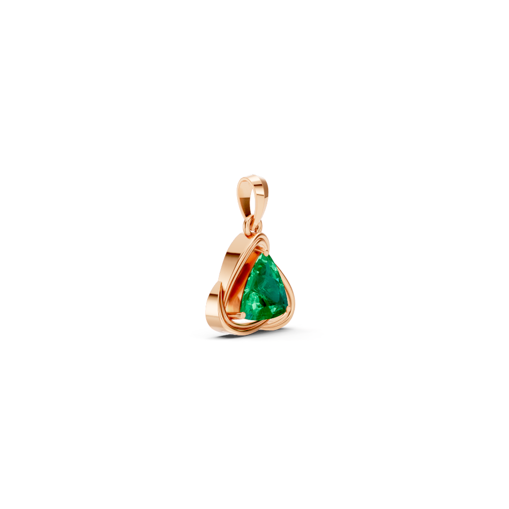 Colombian Emerald Trillion Solitaire Swirl Pendant