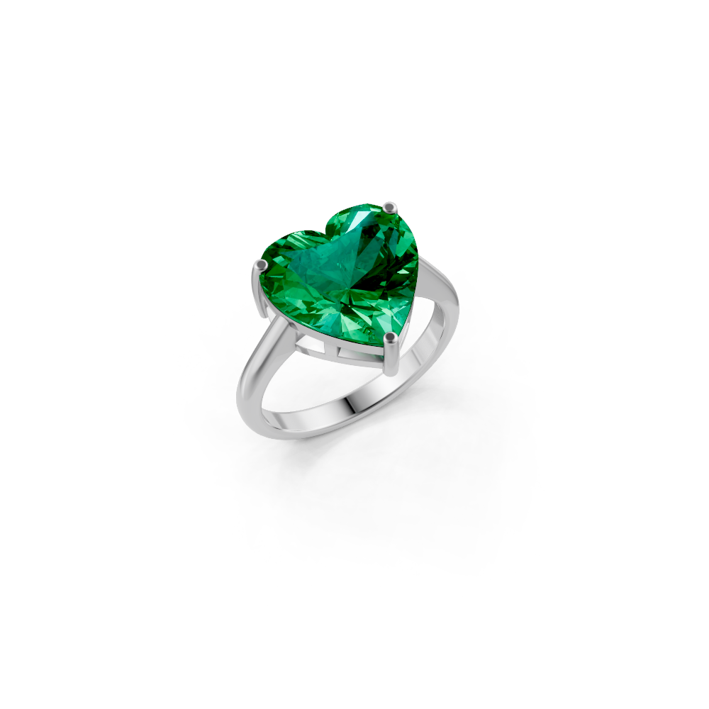 Colombian Emerald Heart Solitaire Ring