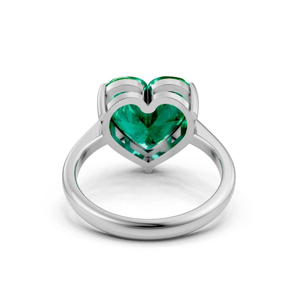Colombian Emerald Heart Solitaire Ring