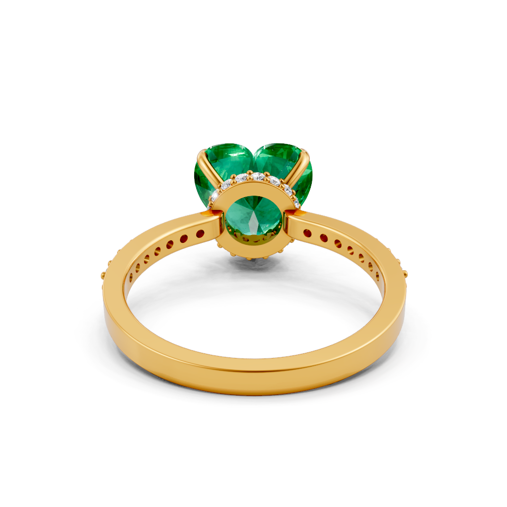 Colombian Emerald Heart Ring with Diamond Pave Band