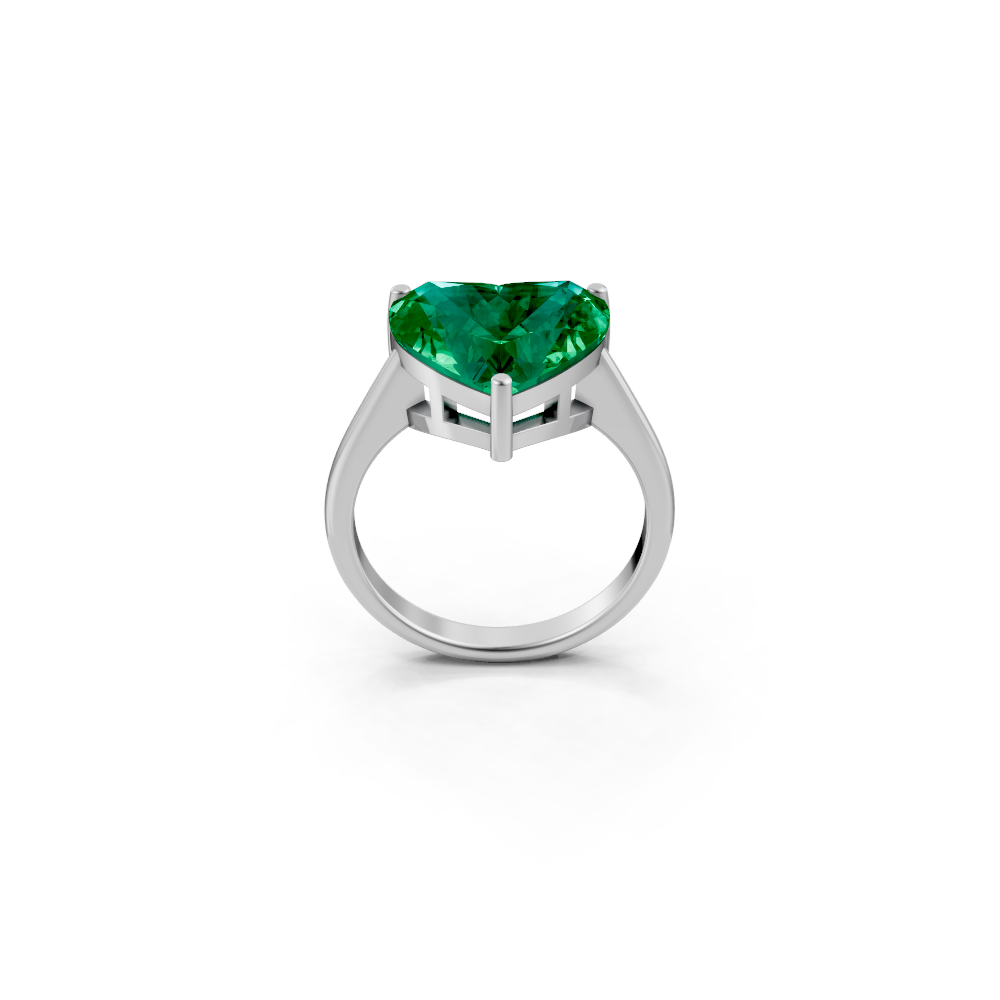 Colombian Emerald Heart Solitaire Ring