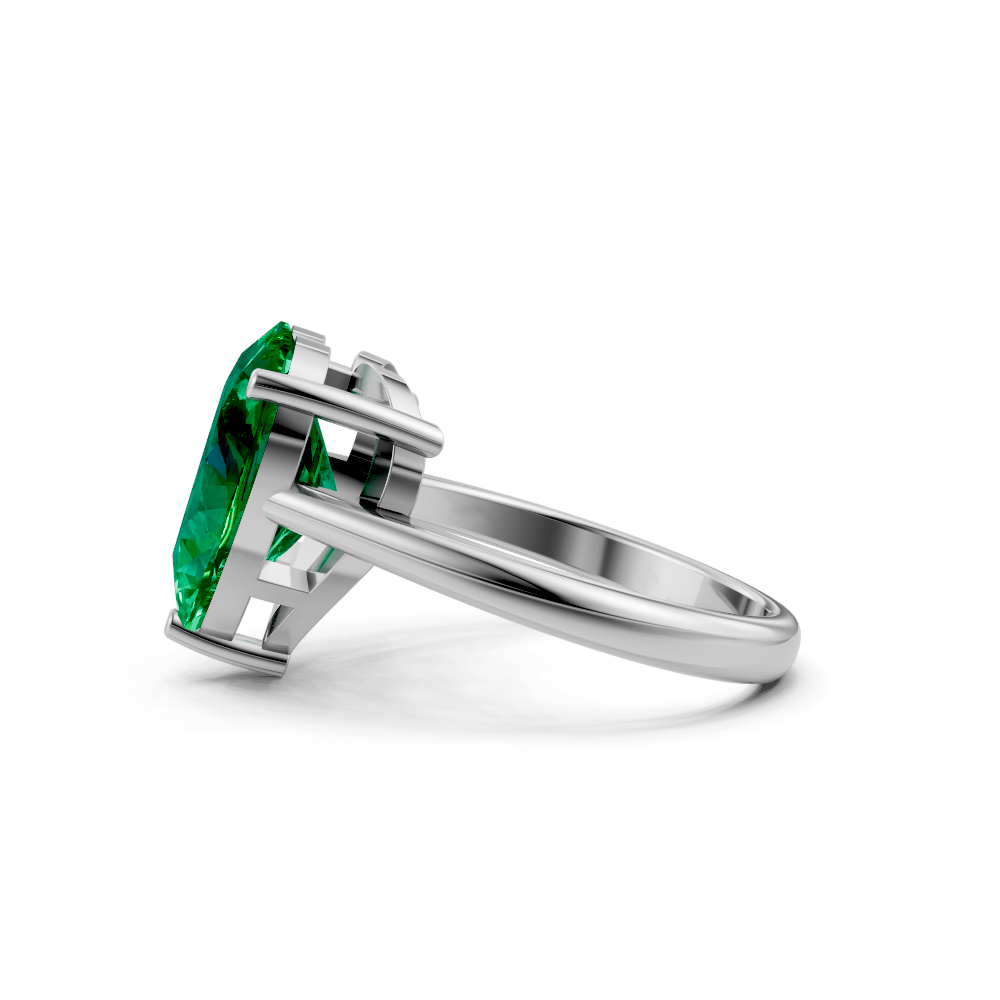 Colombian Emerald Heart Solitaire Ring