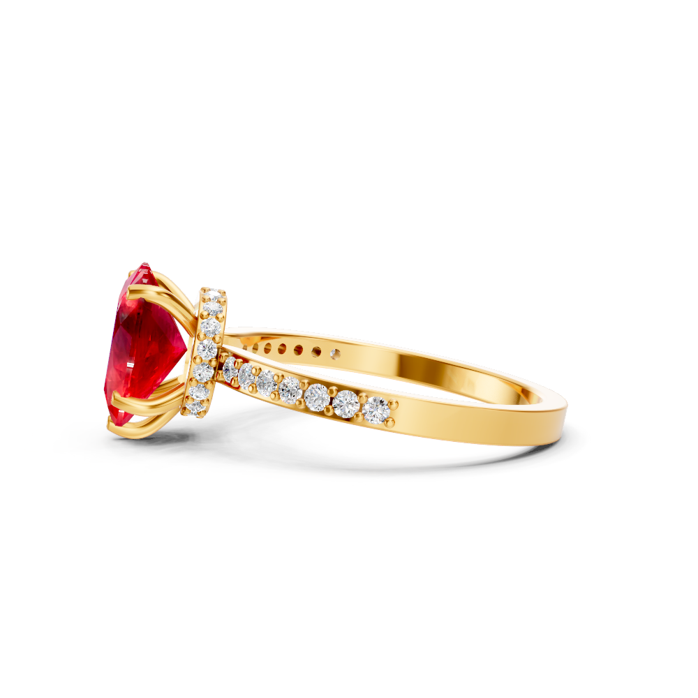 Ruby Heart Ring with Diamond Pave Band
