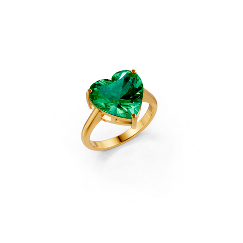 Colombian Emerald Heart Solitaire Ring
