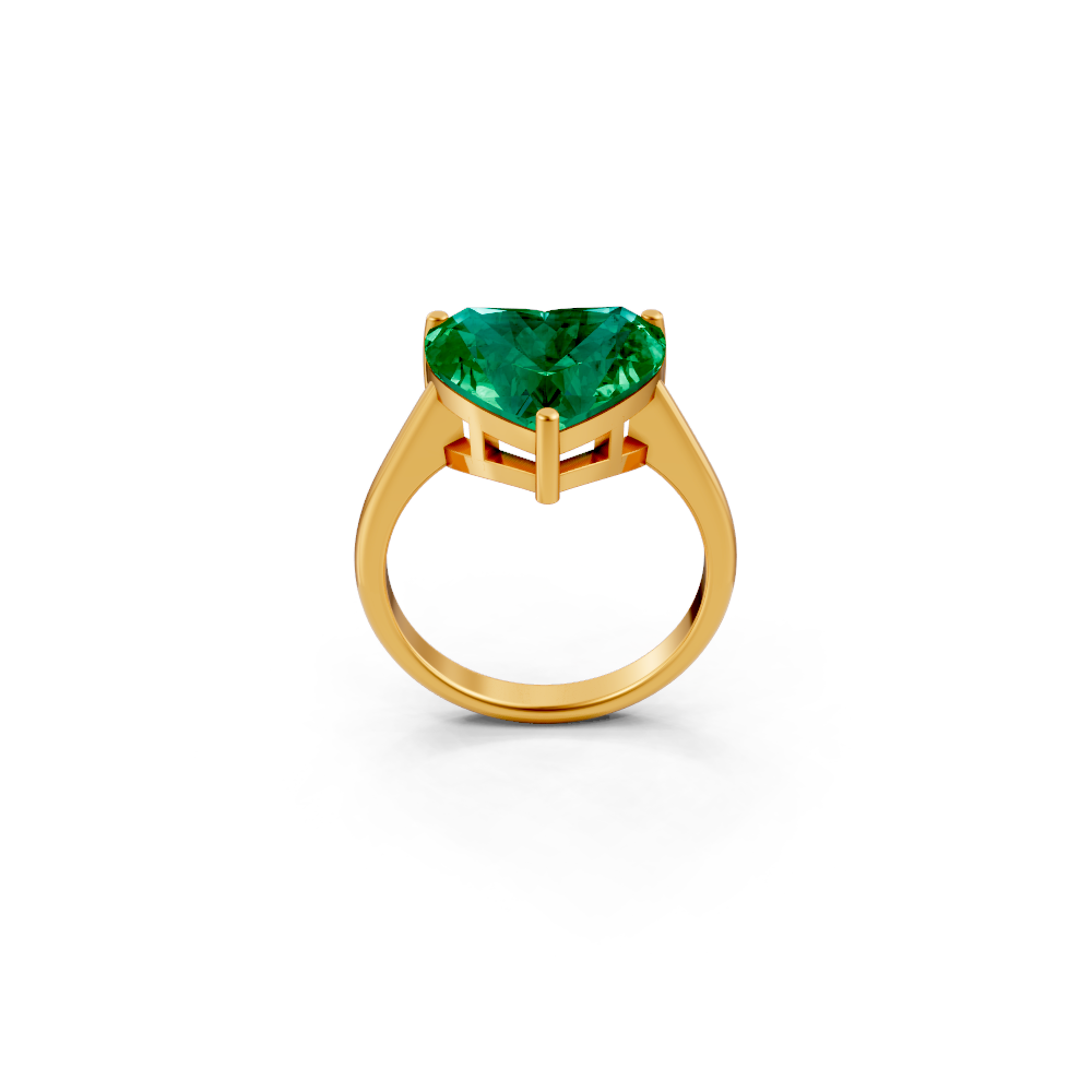 Colombian Emerald Heart Solitaire Ring