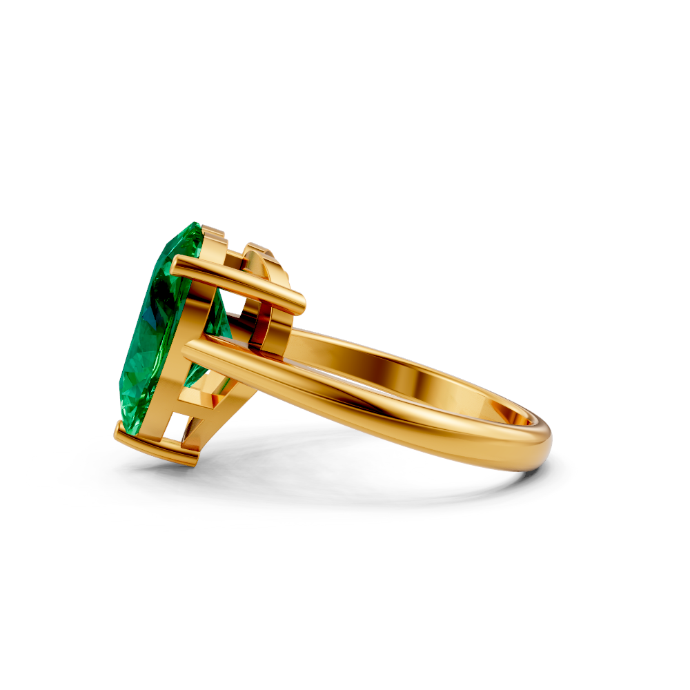 Colombian Emerald Heart Solitaire Ring