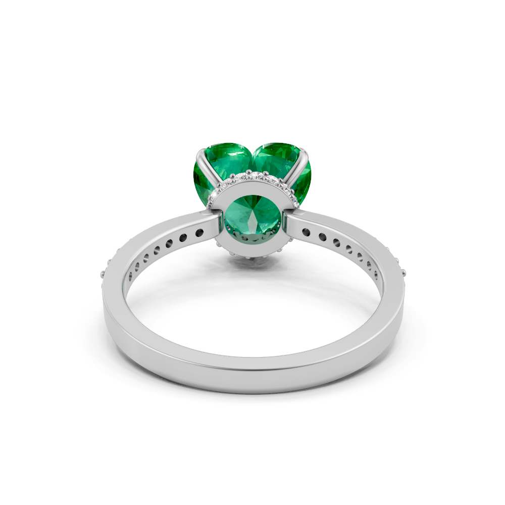 Colombian Emerald Heart Ring with Diamond Pave Band