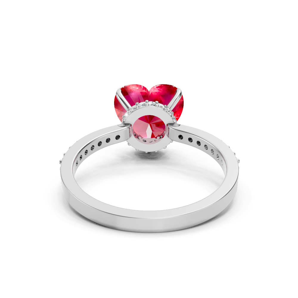 Ruby Heart Ring with Diamond Pave Band