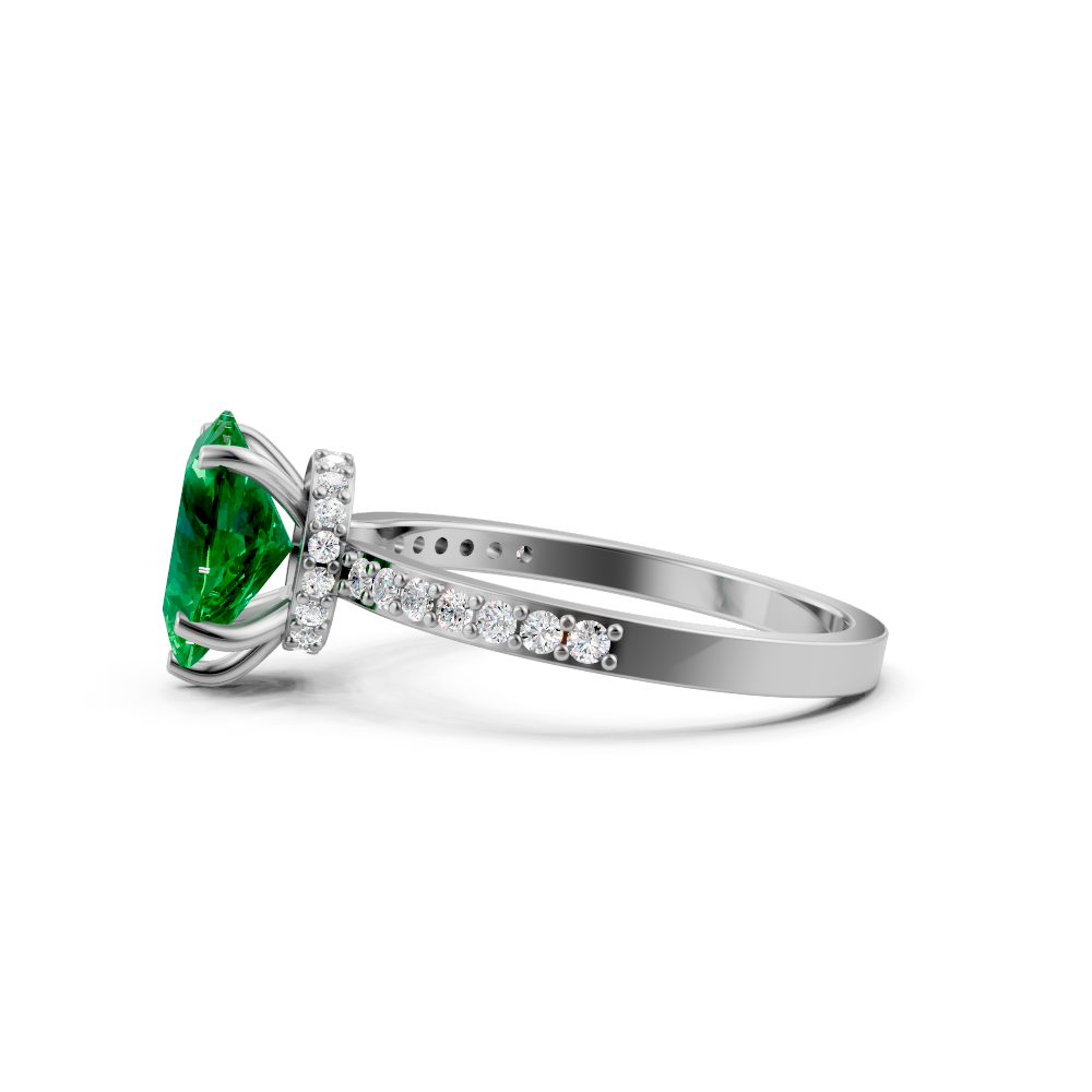 Colombian Emerald Heart Ring with Diamond Pave Band